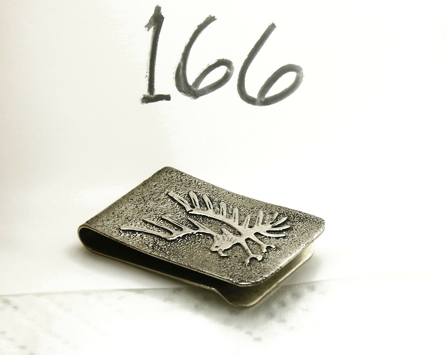 Navajo Money Clip .925 Silver & Nickle Hand Stamped Artist RB C.80's-90's