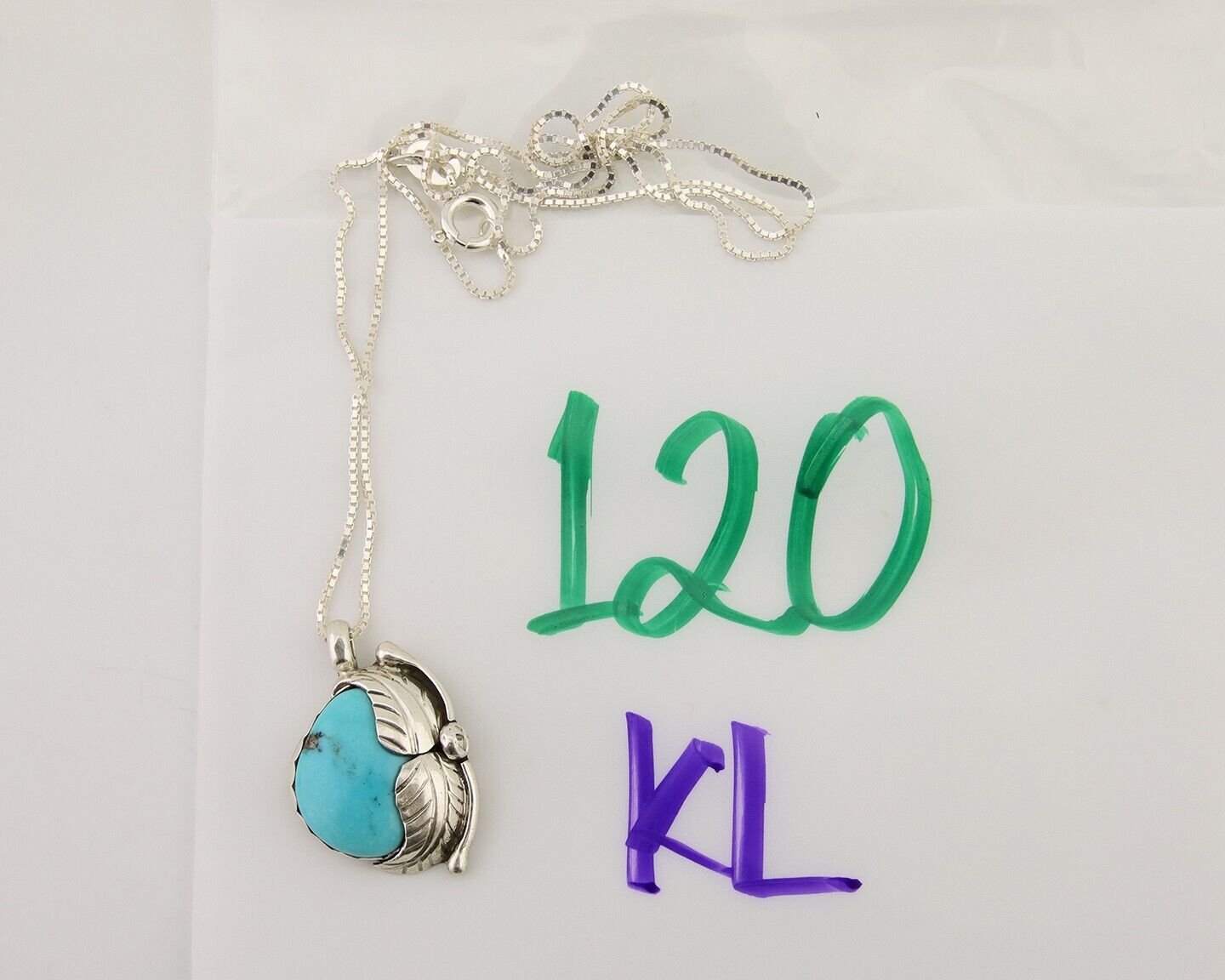 Navajo Necklace 925 Silver Natural Blue Turquoise Artist Signed D Zachary C.80's