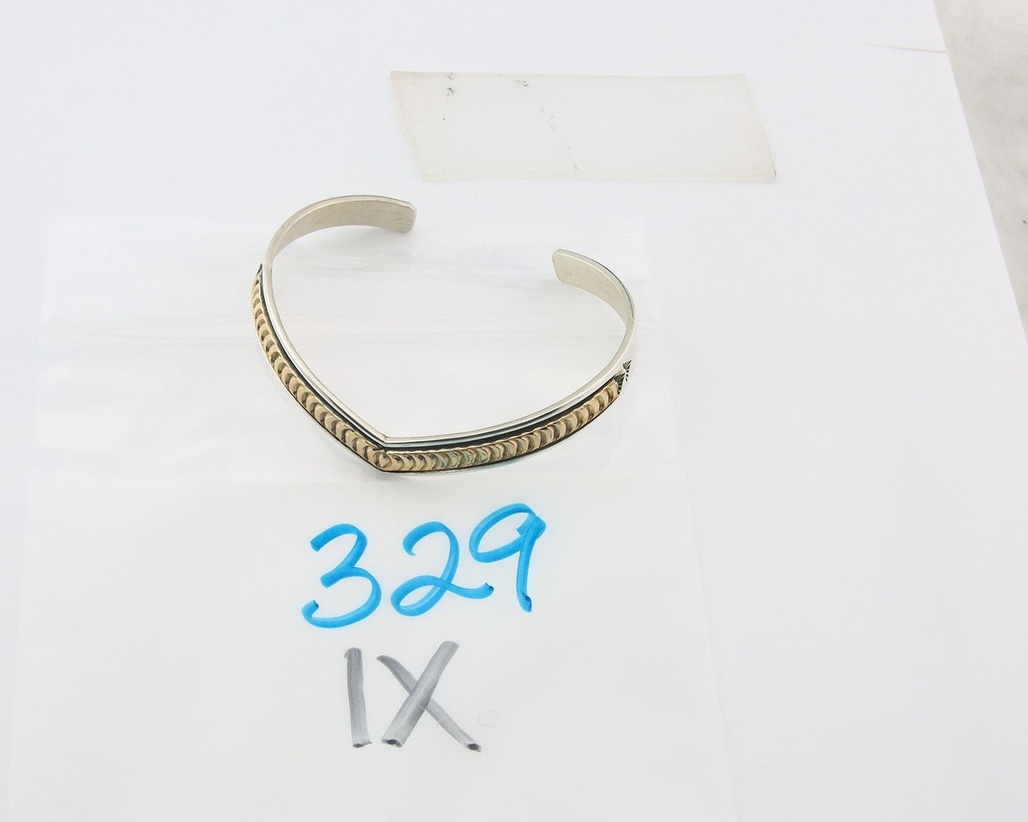 Navajo Cuff Bracelet Sterling Silver & Gold Vintage Signed RL