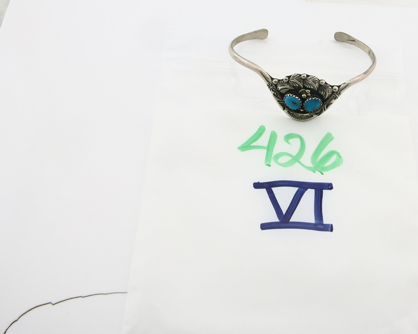 Vintage Navajo Bracelet 925 Silver Turquoise Tranditional Handmade Signed RB