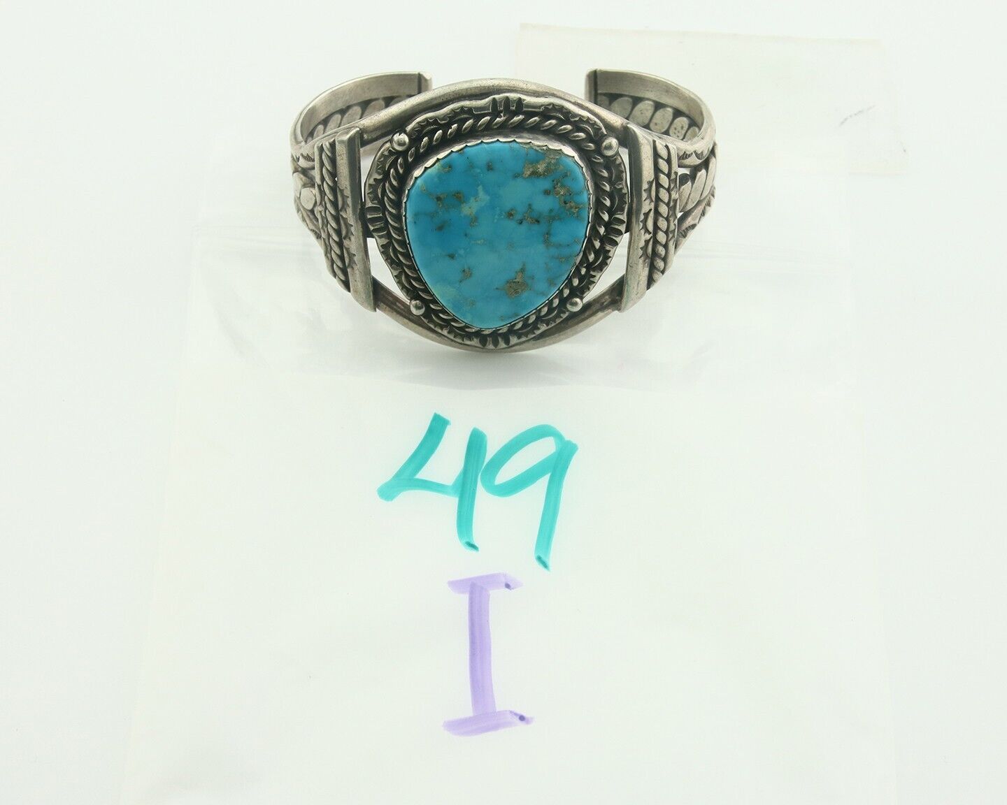 Navajo Bracelet 925 Silver Turquoise Cuff Artist Signed JTL C.80's