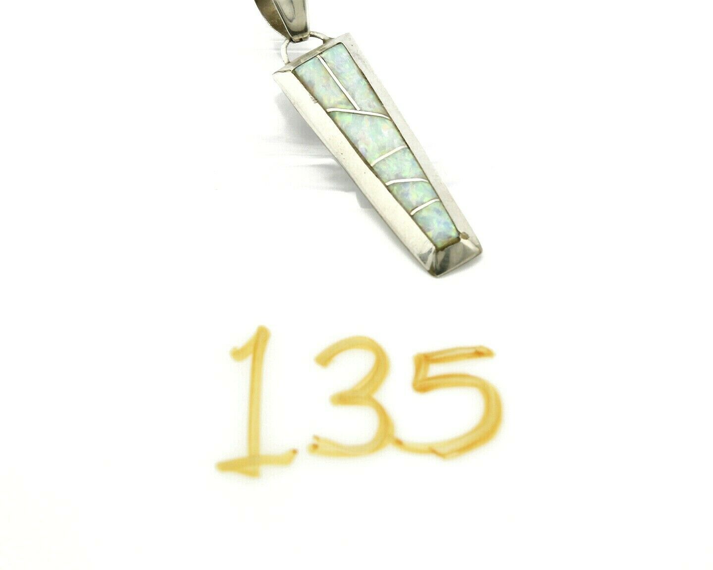 Navajo Inlaid Pendant .925 Silver Simulated Opal Necklace