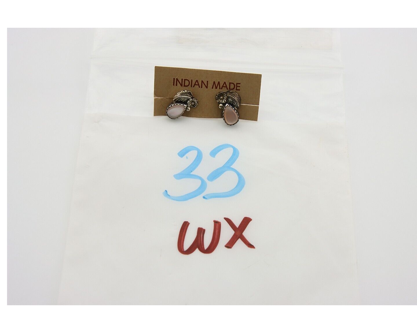 Navajo Earrings 925 Silver Handmade Natural Pink Mussel Native American Artist