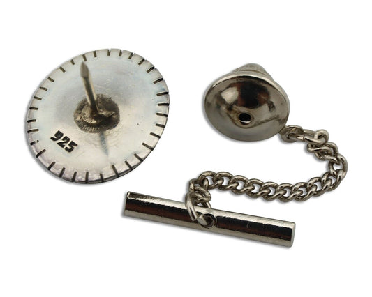 Navajo Tie Tack 925 Silver Natural Mined Turquoise Native American Artist C.80's