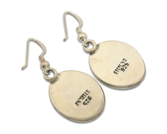 Navajo Earrings 925 Silver Handmade Natural Turquoise Native Artist C.80's