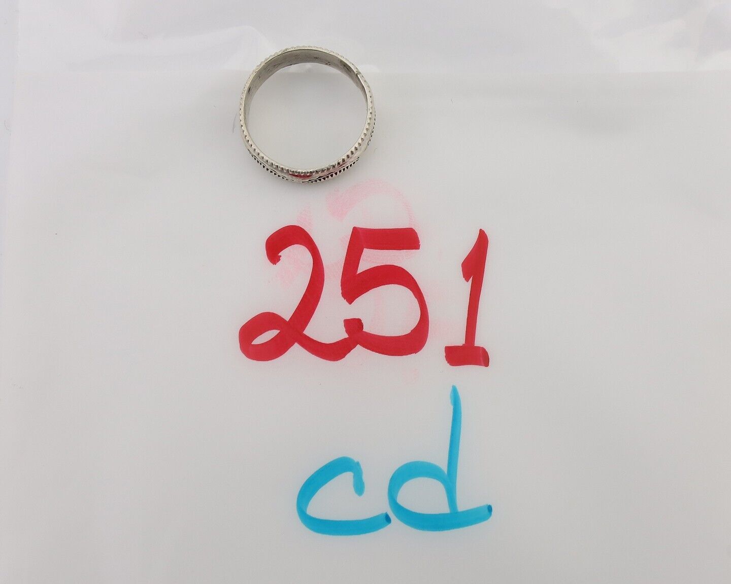 Navajo Hand Stamped Band 925 Silver 6.0 mm Native Artist Size 5.75 C.80's