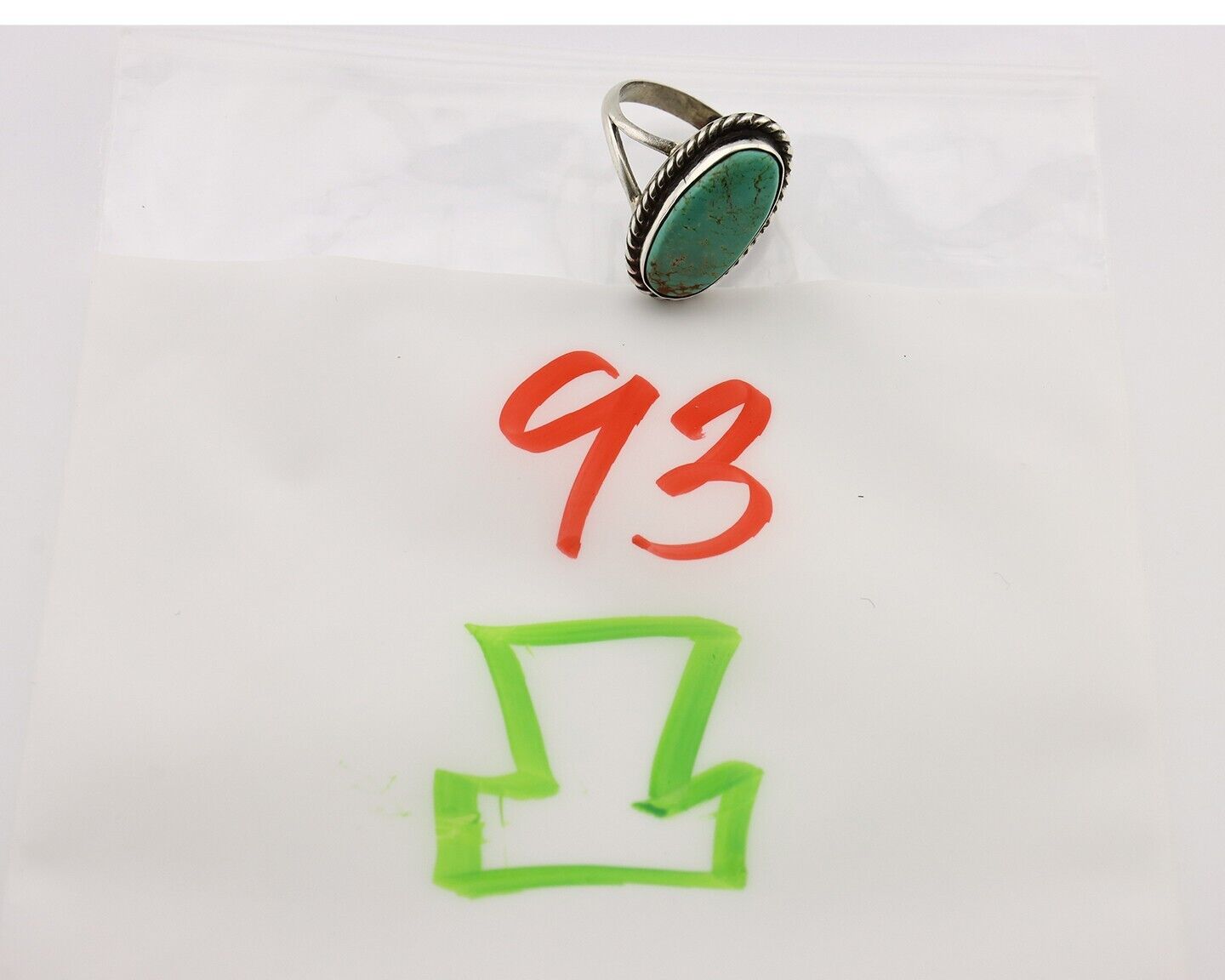 Navajo Ring 925 Silver Natural Kingman Turquoise Artist Signed M Montoya C.80's