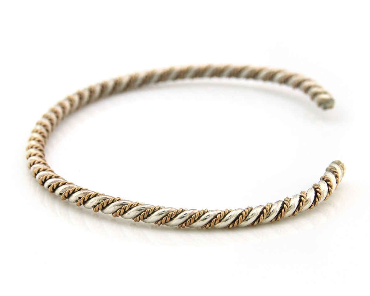 Navajo Twist Cuff Bracelet Sterling Silver Gold Authentic Vintage Native Artist