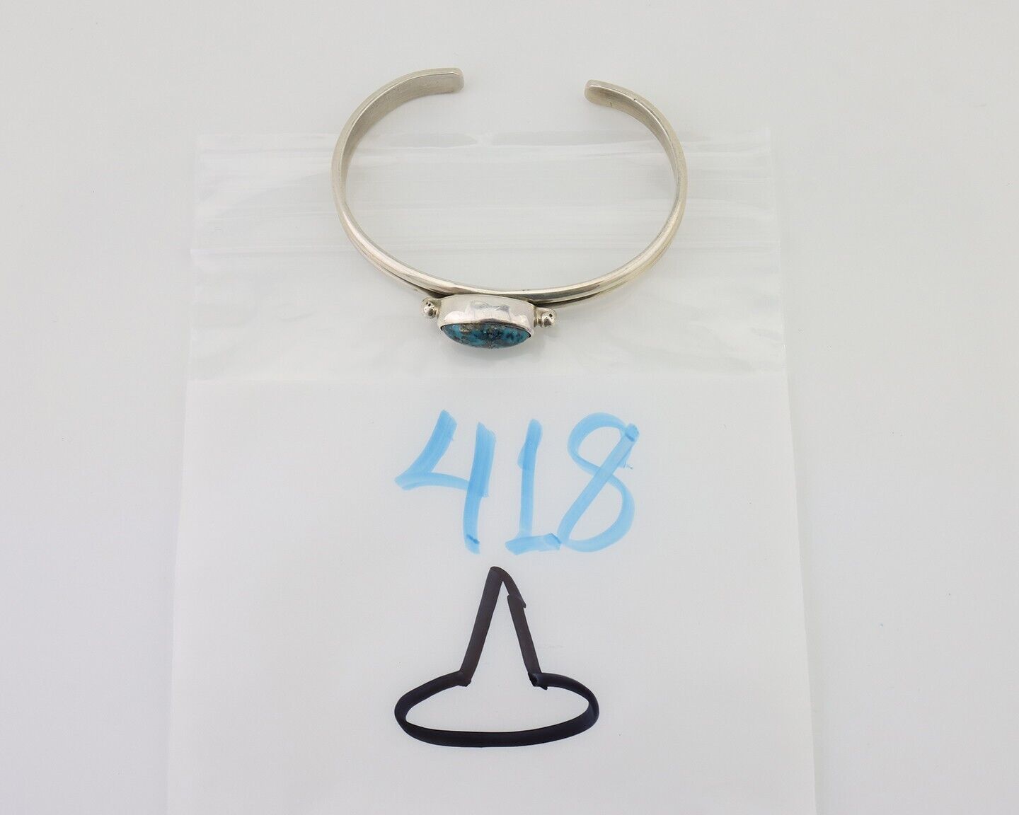 Navajo Cuff Bracelet 925 Silver Natural Blue Turquoise Native American C.80's