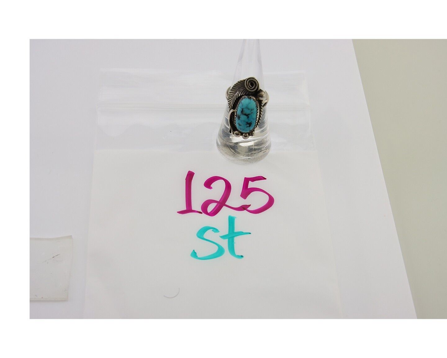 Navajo Ring 925 Sterling Silver Natural Turquoise Native American Artist C.80's