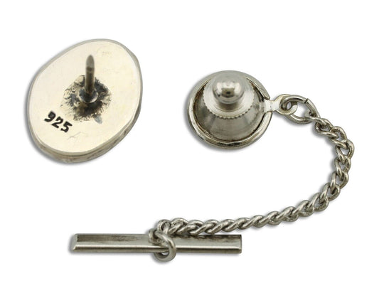 Navajo Tie Tack 925 Silver Natural Mined Turquoise Native American Artist C.80's