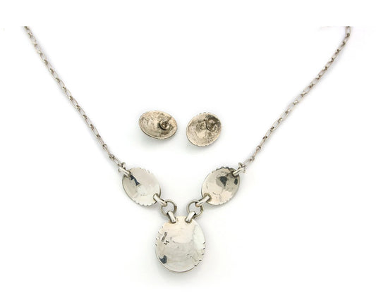 Navajo Necklace Earring Set Sterling Silver Natural Lapis Artist Signed LY