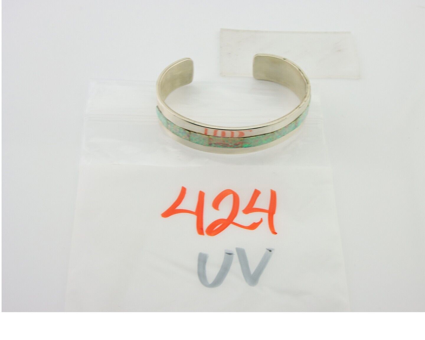 Navajo Bracelet 925 Silver Opal Cuff Artist Signed DD C.80's