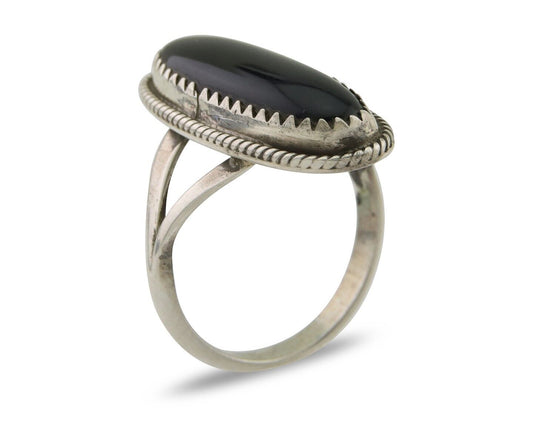 Navajo Handmade Ring 925 Silver Black Onyx Native American Artist C.80's