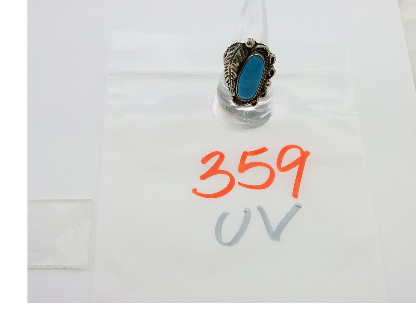 Navajo Ring .925 Sterling Blue Turquoise Artist Signed EK C.80's
