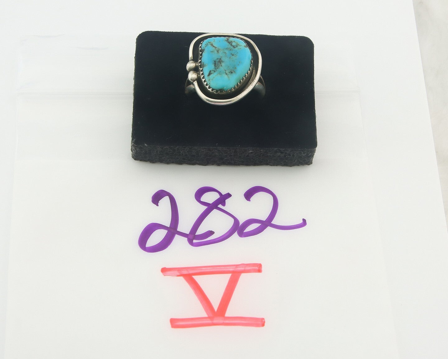 Vintage Navajo Ring 925 Sterling Authentic Turquoise Artist Signed RD Size 10