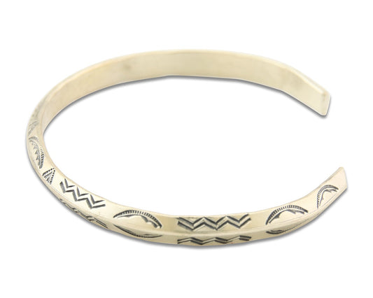 Navajo Bracelet 925 Silver Hand Stamped Triangle Signed Arrow & Signpost C.80's