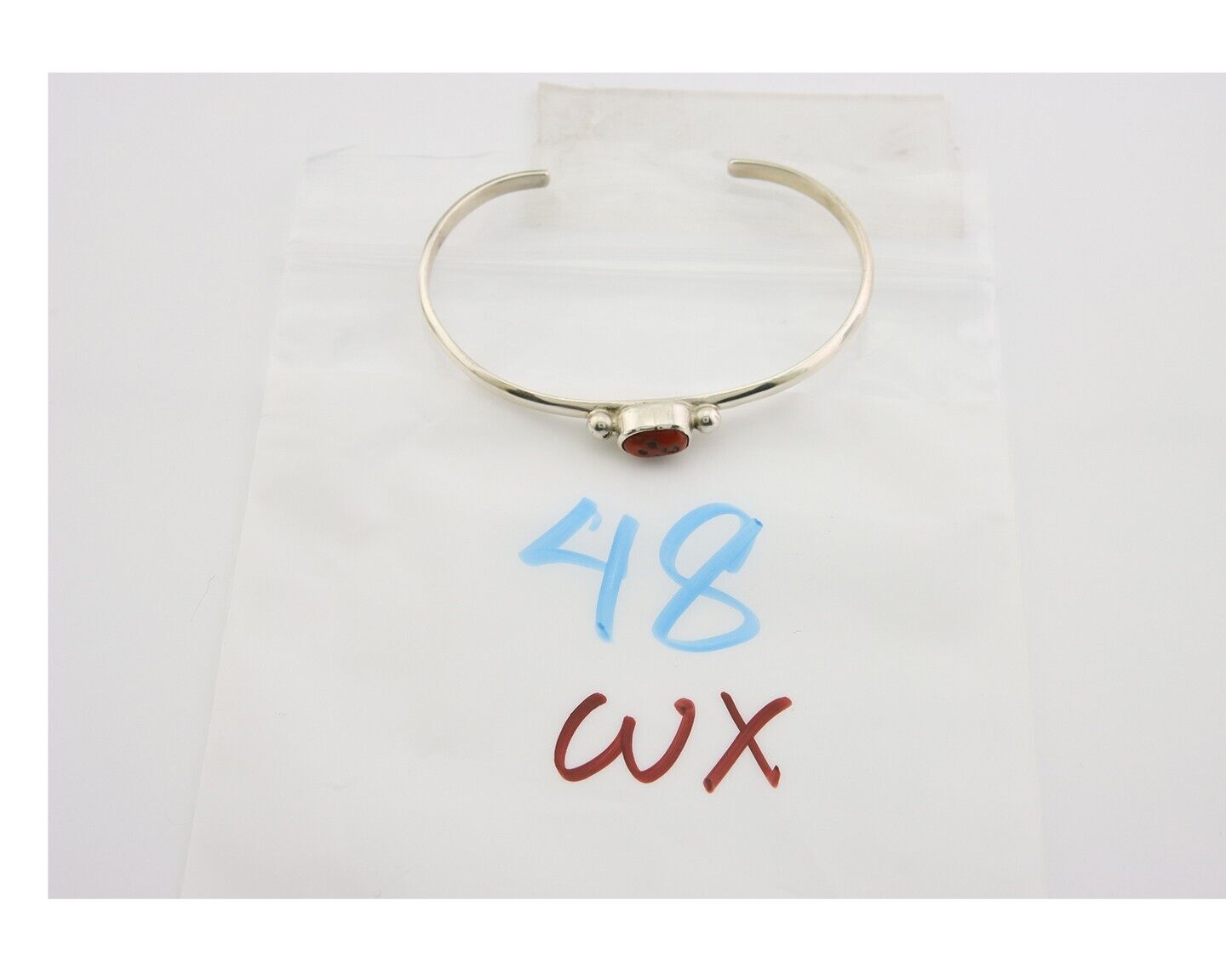 Navajo Bracelet .925 Silver Mediterranean Red Coral Cuff Native Artist C.80's