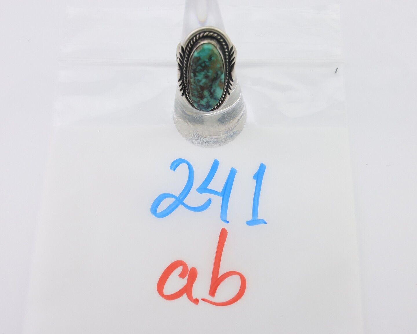 Navajo Ring 925 Silver Spiderweb Turquoise Artist Signed USA C.80's