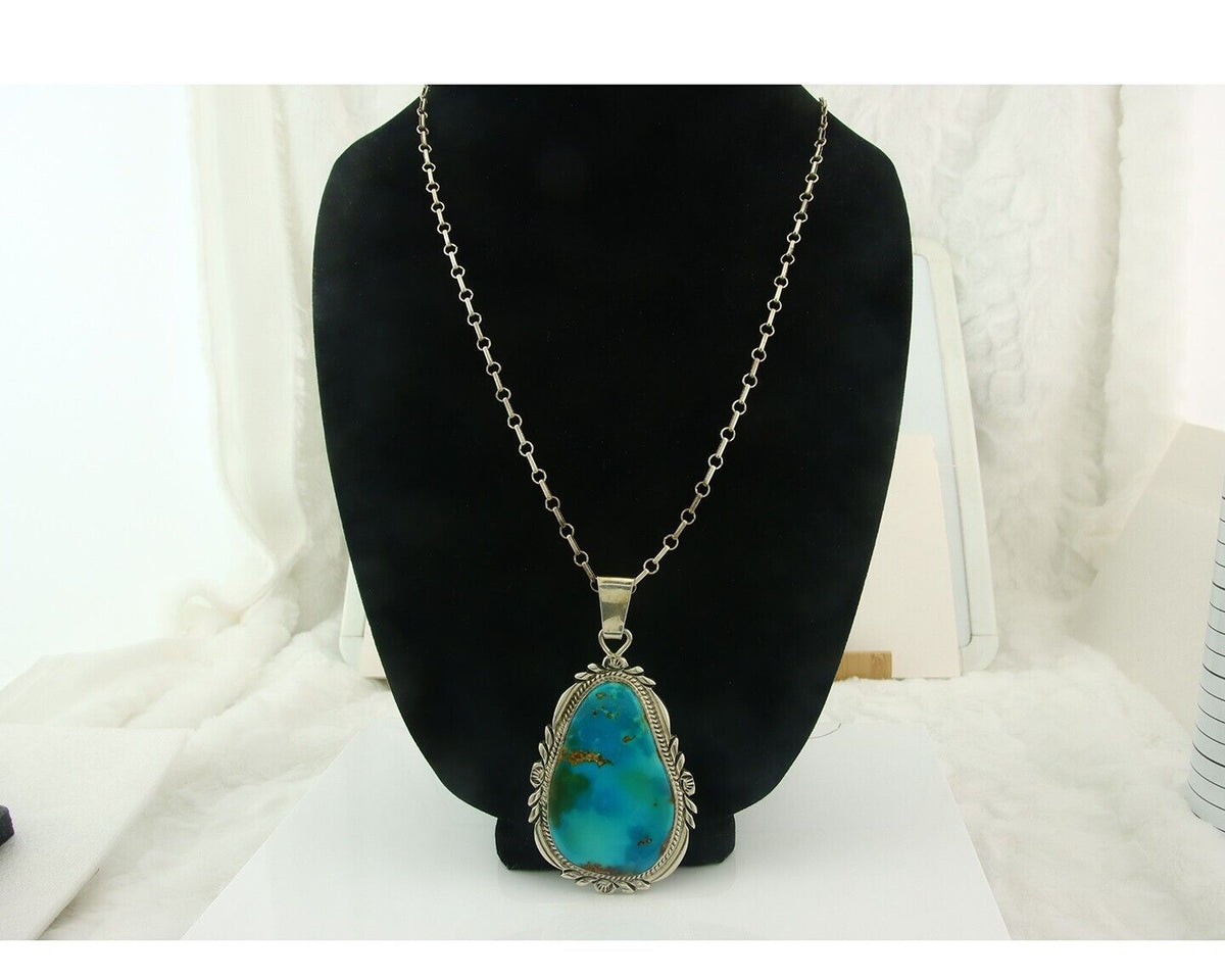 Huge Vintage Navajo Necklace 925 Silver Royston Turquoise Signed Billie Eagle