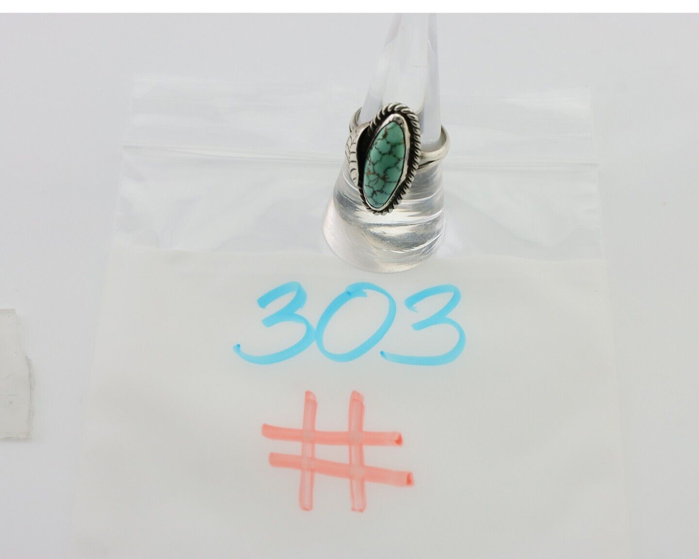 Navajo Handmade Ring 925 Silver Natural Turquoise Artist Signed GC01 C.80's