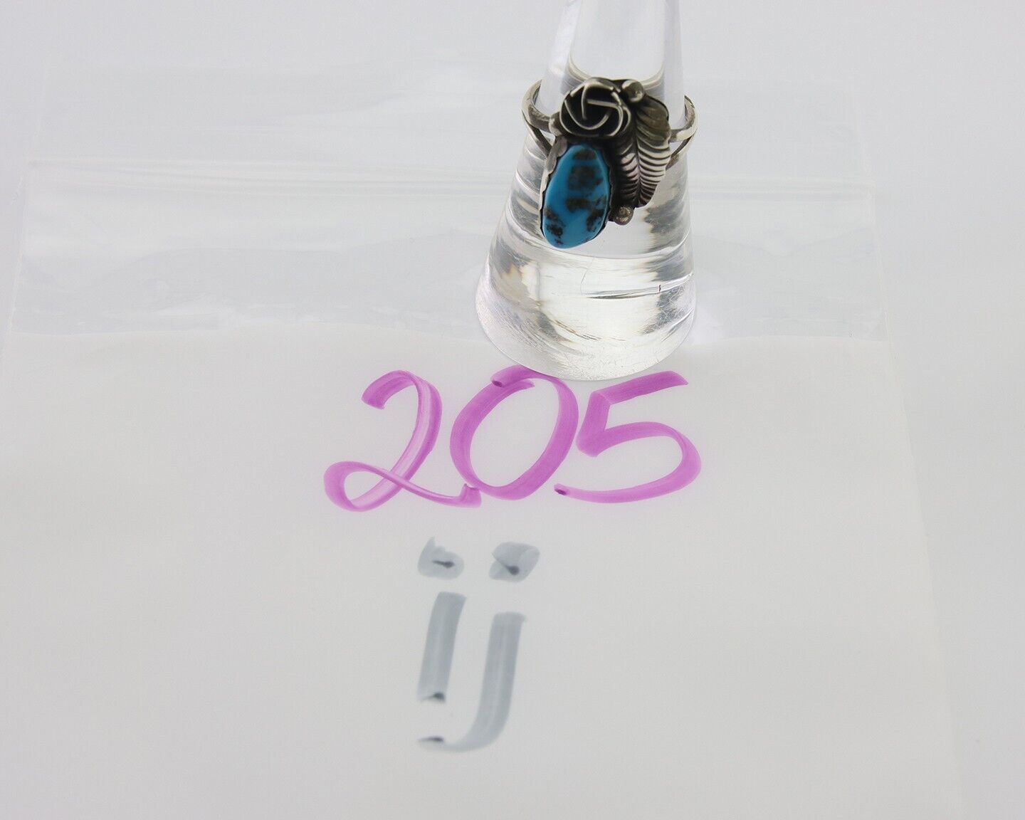 Navajo Ring 925 Silver Sleeping Beauty Turquoise Native American Artist C.80's