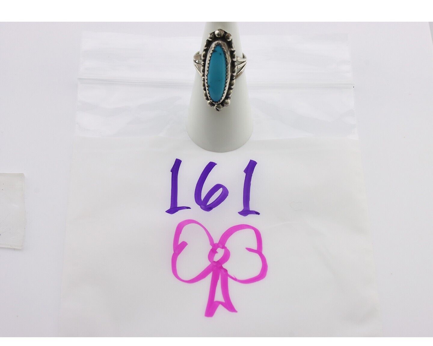 Navajo Ring .925 Silver Sleeping Beauty Turquoise Signed SkyStone Creations C80s