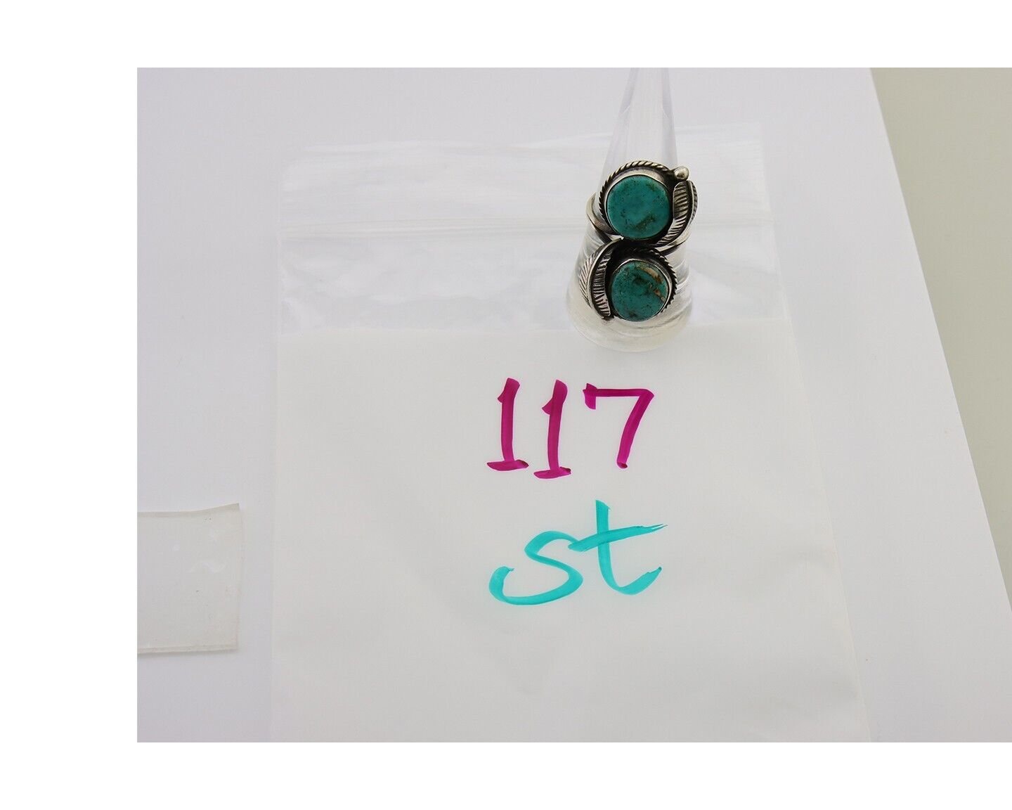 Navajo Ring 925 Sterling Silver Blue Turquoise Native American Artist C.80's