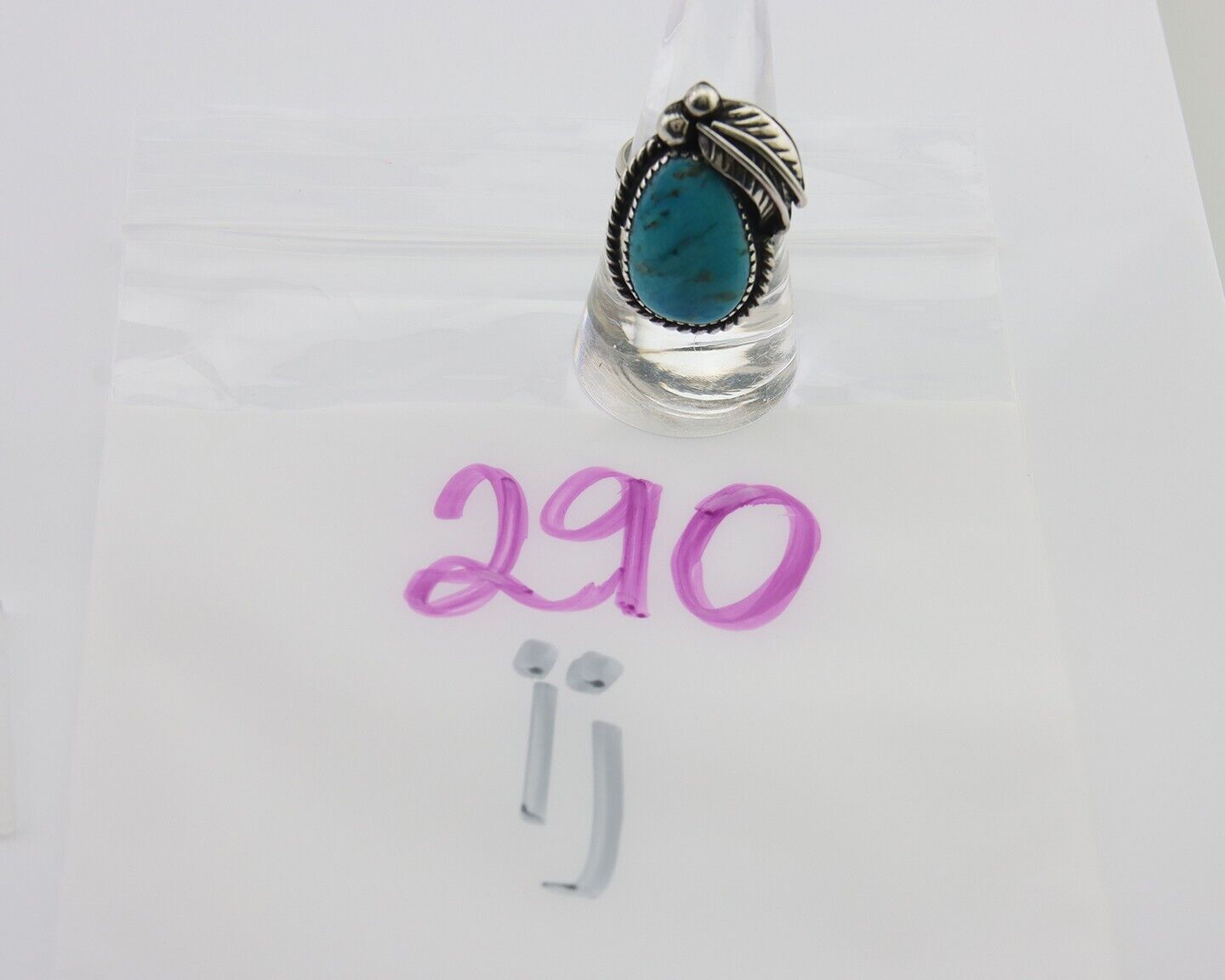 Navajo Handmade Ring 925 Silver Natural Turquoise Native Artist C.80's