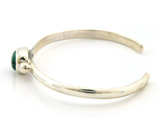 Navajo Cuff Bracelet Sterling Silver Natural Mined Malachite Native Artist