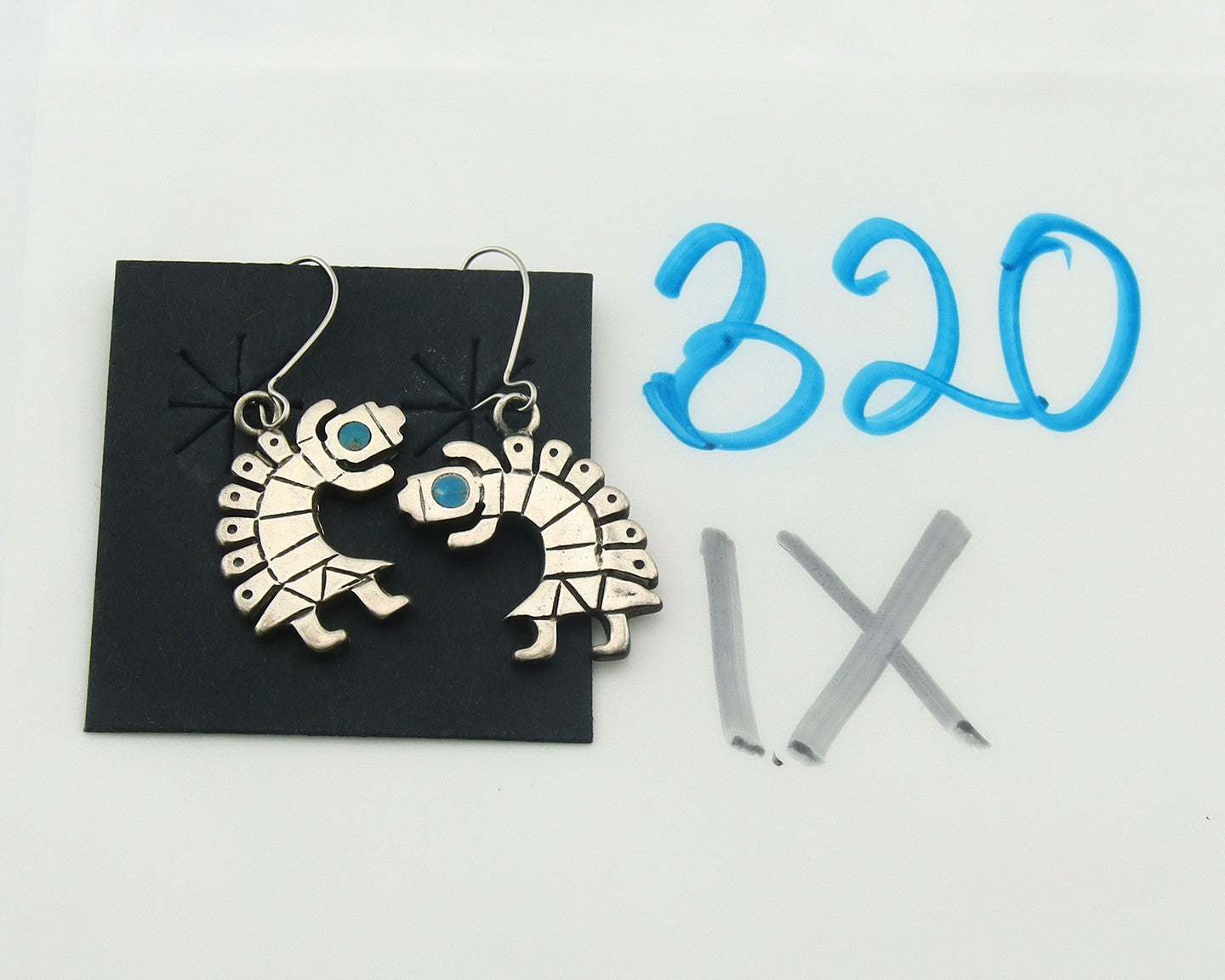 Navajo Dangle Earrings Sterling Silver Turquoise Vintage Handmade Dancer