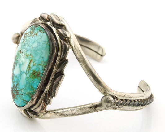 Navajo Cuff Bracelet Sterling Silver Vintage Turquoise Handmade Signed Gecko