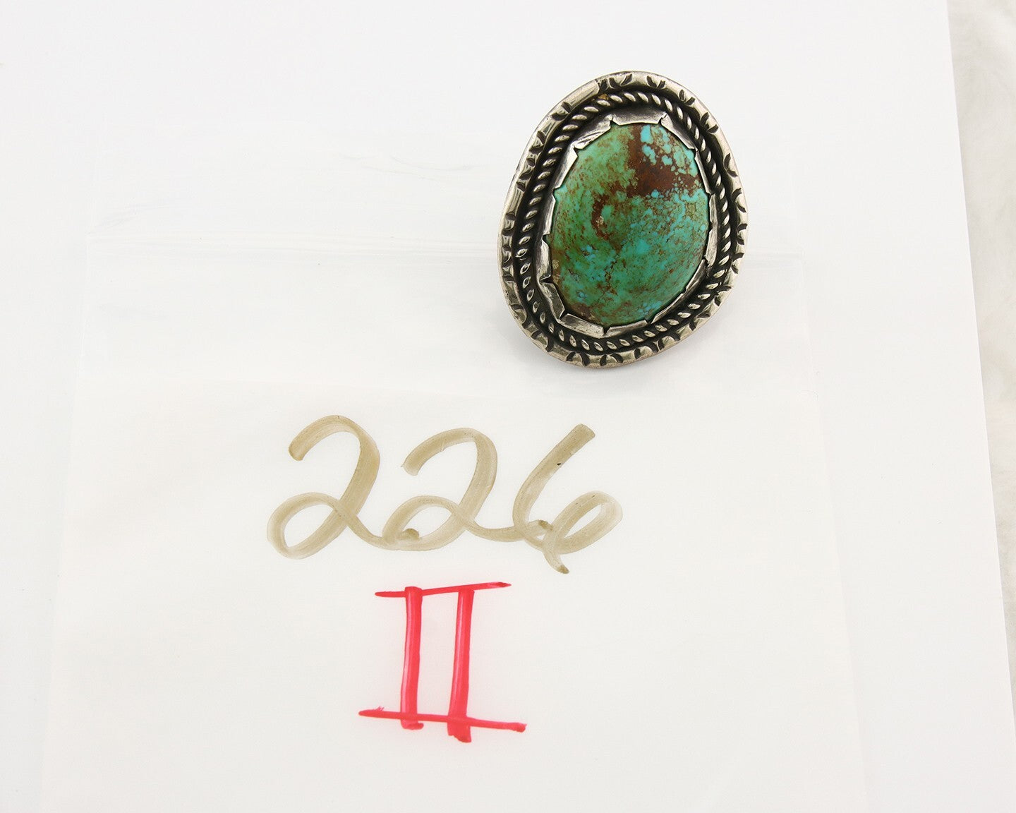 Navajo Ring 925 Sterling Natural Mined Turquoise Signed BM C.80's Size 7