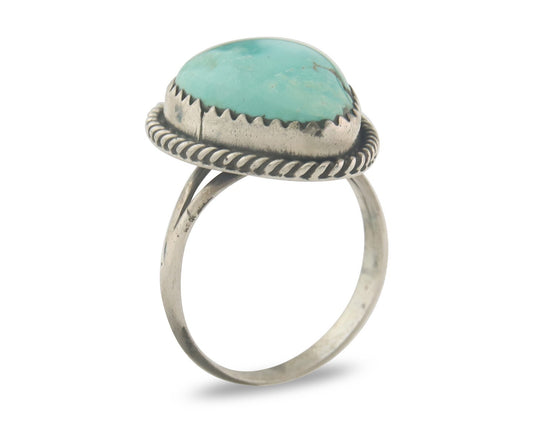 Vintage Navajo Ring 925 Sterling Authentic Santa Rita Turquoise Size 5.0