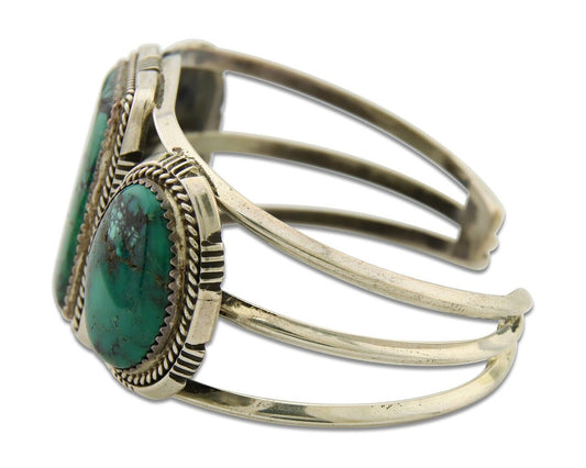 Navajo Bracelet 925 Silver Turquoise Cuff Artist Signed William Denetdale C.80's