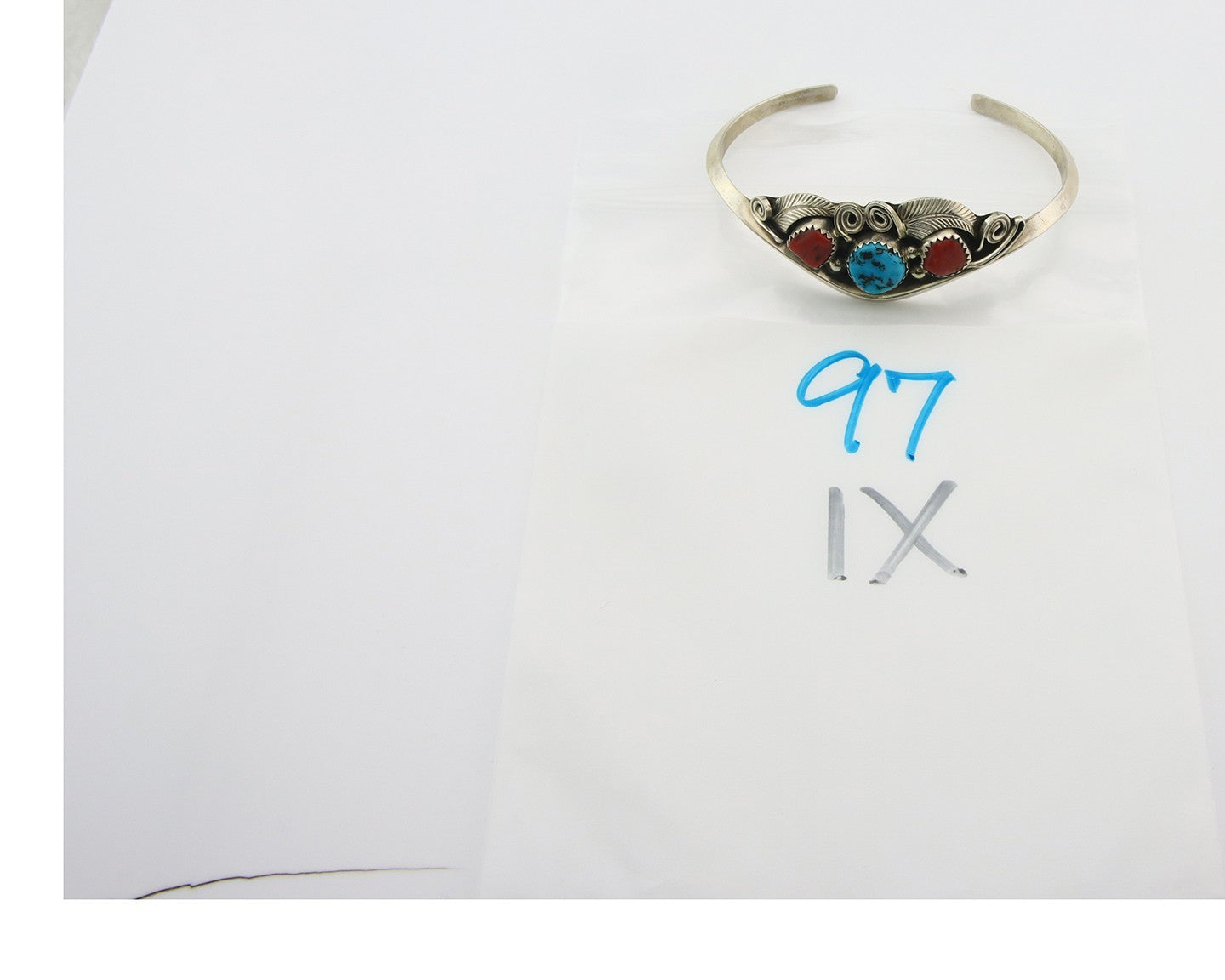 Navajo Cuff Bracelet Sterling Silver Natural Coral Turquoise Sign Justin Morris