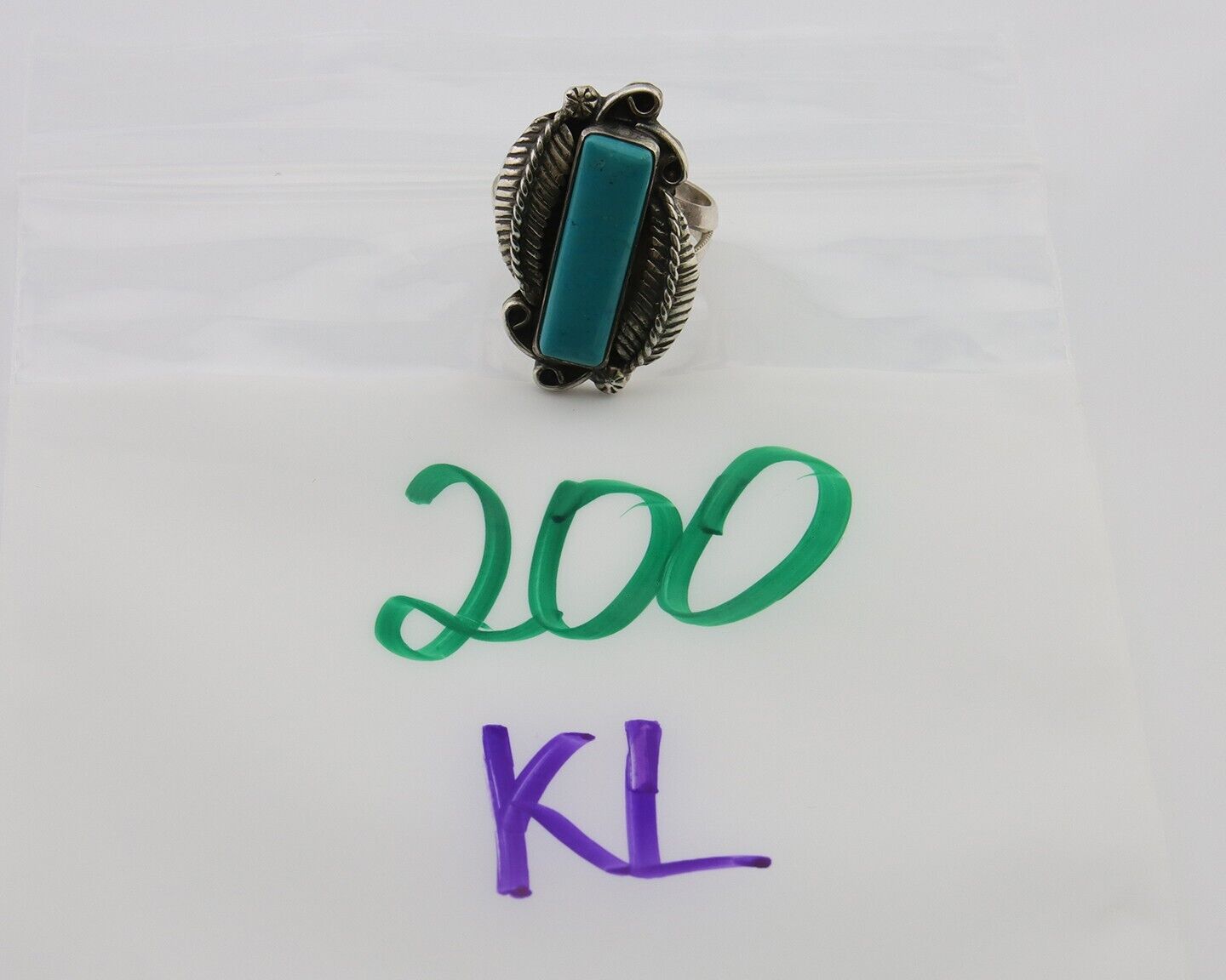 Navajo Handmade Ring 925 Silver Natural Turquoise Native Artist C.80's