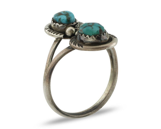 Navajo Ring 925 Silver Natural AAA Blue Spiderweb Turquoise Tom Willeto C.80's