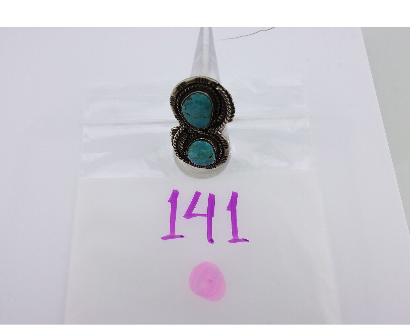 Navajo Ring 925 Silver Natural Blue Turquoise Native American Artist C.80's