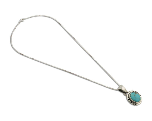 Navajo Necklace 925 Silver Arizona Turquoise Handmade Signed Gecko C.90's