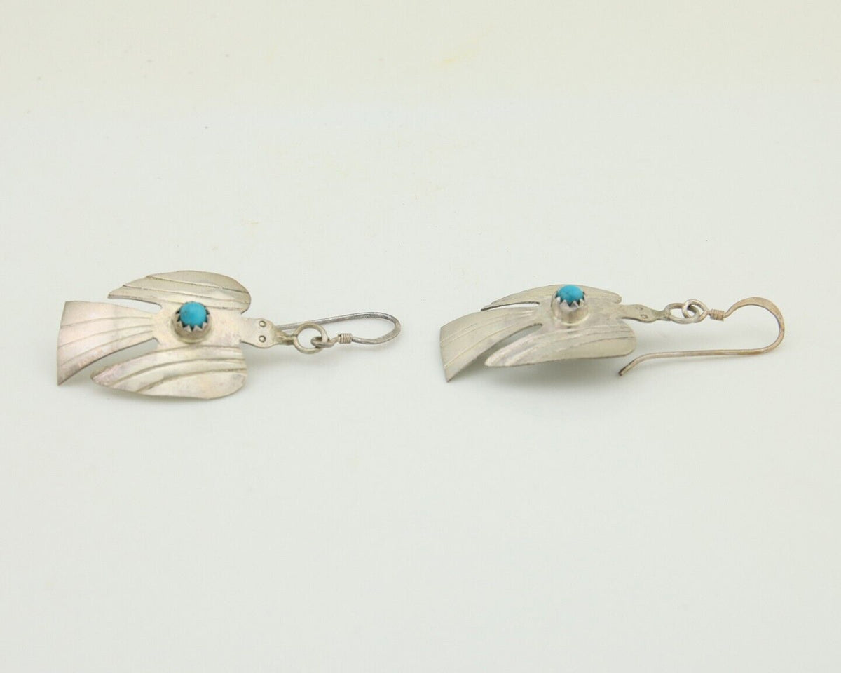 Navajo Thunderbird Earrings 925 Silver Natural Turquoise Native Artist C.80's