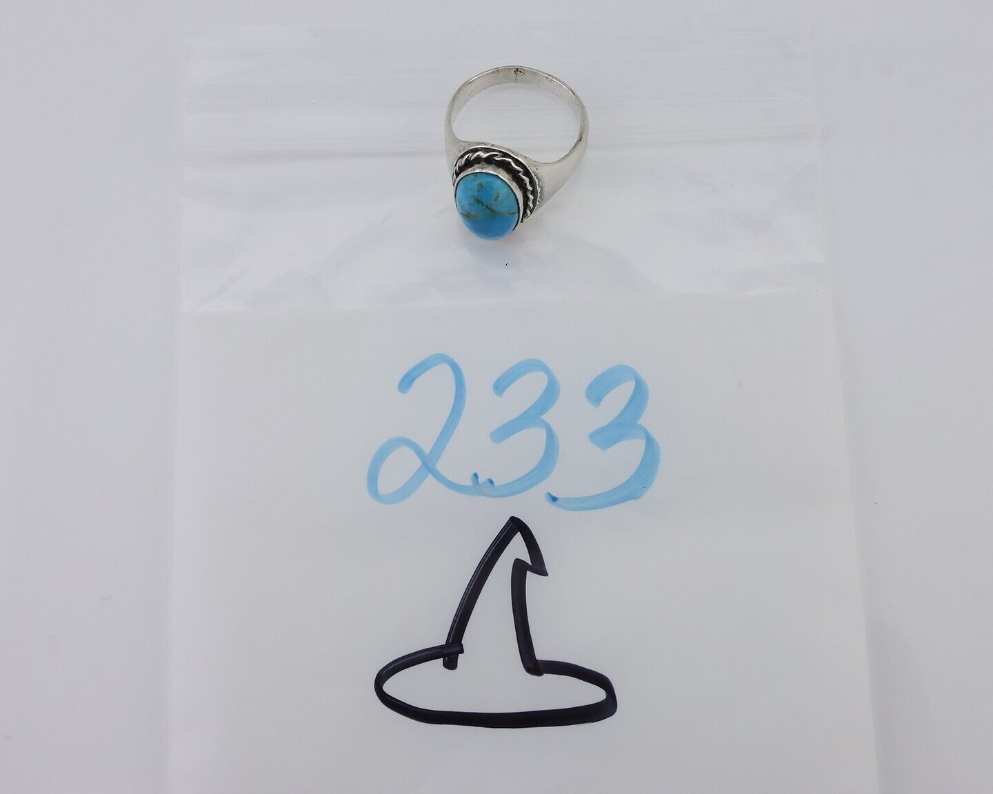 Navajo Ring 925 Silver Natural Blue Turquoise Native American Artist C.80's