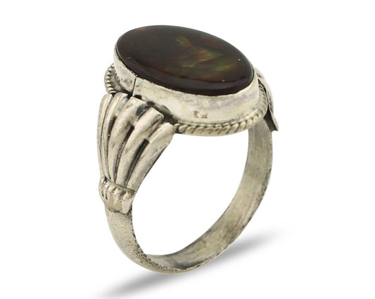 Navajo Handmade Ring 925 Silver Natural High Grade Fire Opal Native Artist C.80s