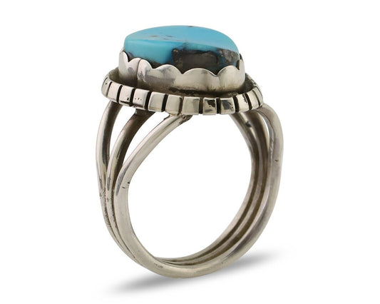 Navajo Handmade Ring 925 Silver Turquoise Artist Signed Tony Guerro C.80's