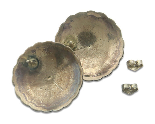 Navajo Earrings 925 Silver Natural Turquoise Native American Artist C.80's