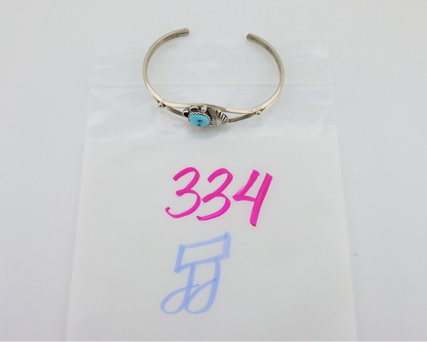 Navajo Bracelet 925 Silver Sleeping Beauty Turquoise Native American Artist C80s