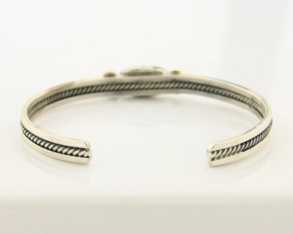 Navajo Cuff Bracelet Sterling Silver Black Onyx Handmade Vintage