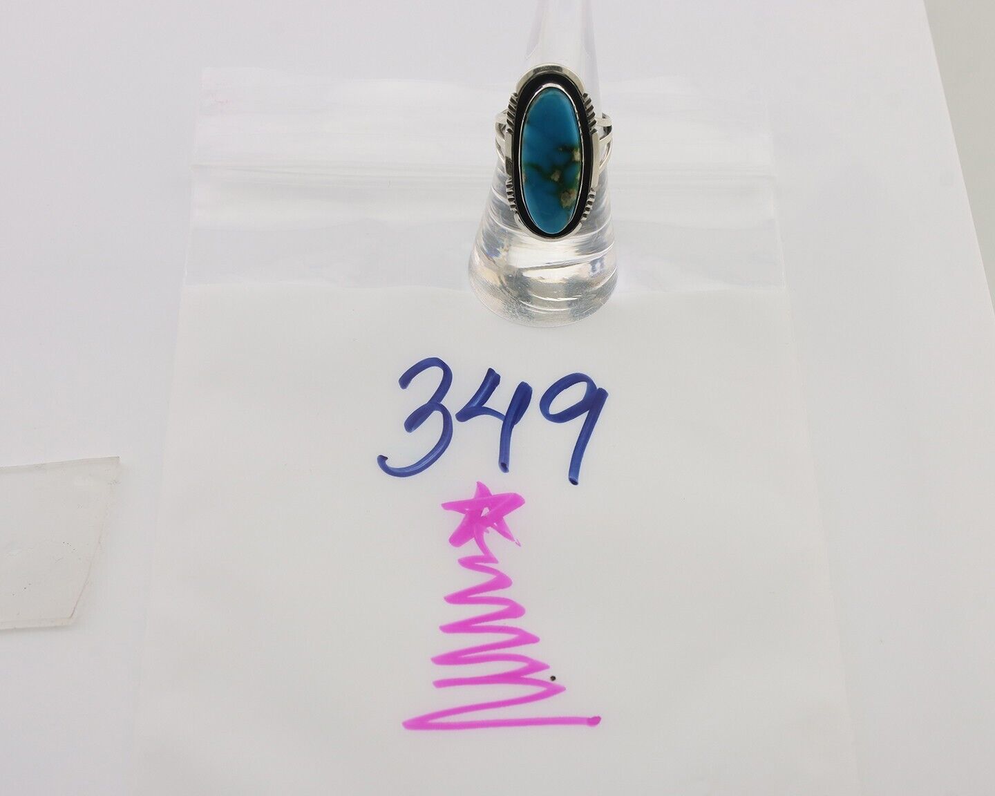 Navajo Ring 925 Silver Natural Blue Turquoise Signed USA C.80's