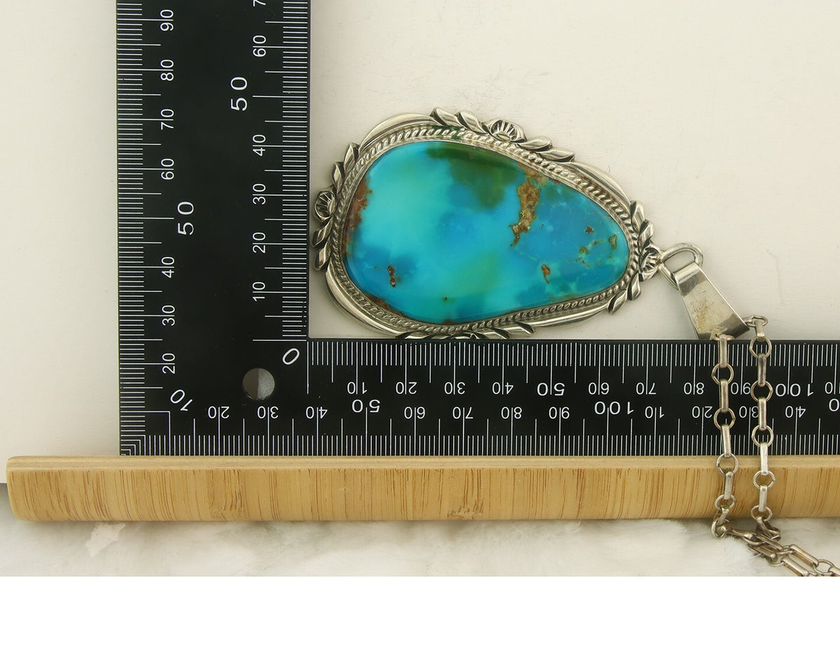 Huge Vintage Navajo Necklace 925 Silver Royston Turquoise Signed Billie Eagle
