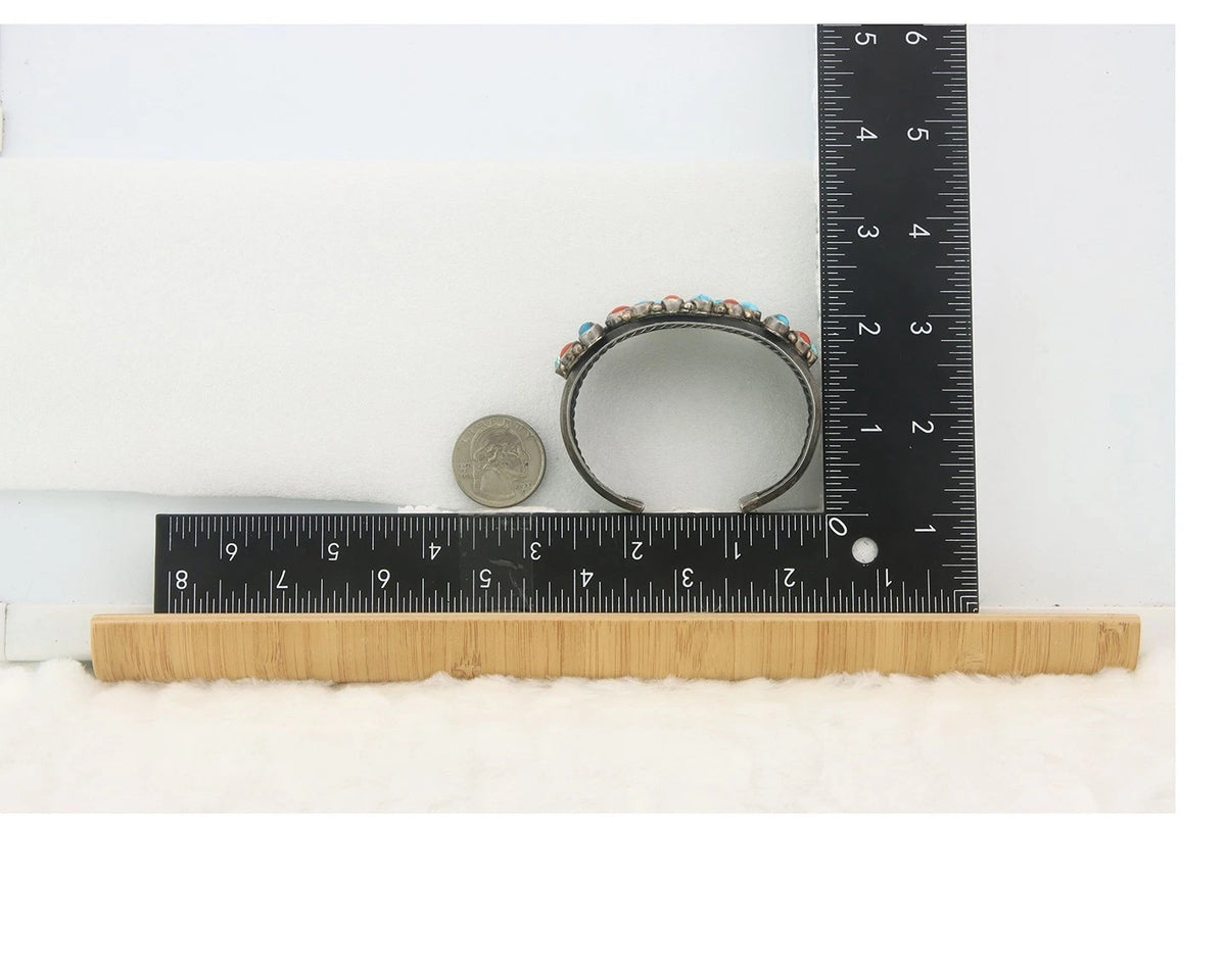 Navajo Cuff Bracelet Sterling Silver Natural Gemstone Vintage Handmade